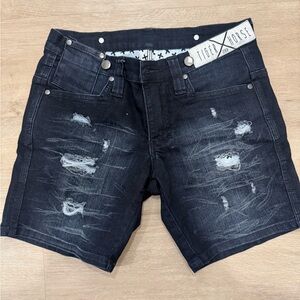 Distressed Dark Denim Shorts